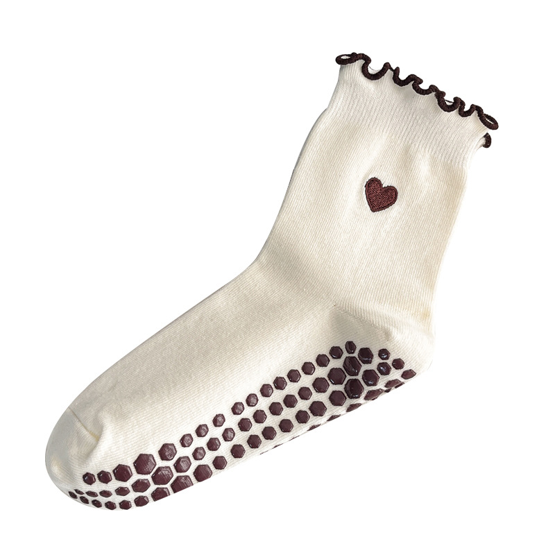 ヨガソックス レディース コットン ハート刺繍 レタスエッジ - No Show Sock Women のレビューと価格