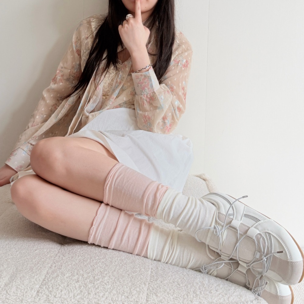 スイートバレエコアカラーブロックのゆったりとしたミッドカーフ - Boot Sock Slouchy のレビューと価格