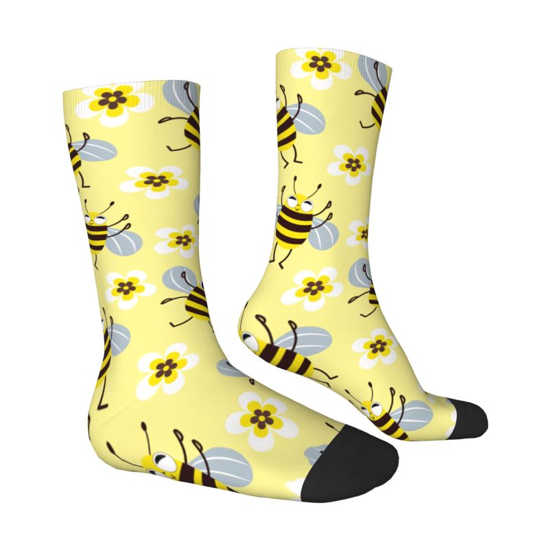 カスタムクールメンズ面白い蜂の花柄ドレスソックスユニセックス - Dress Sock Men のレビューと価格