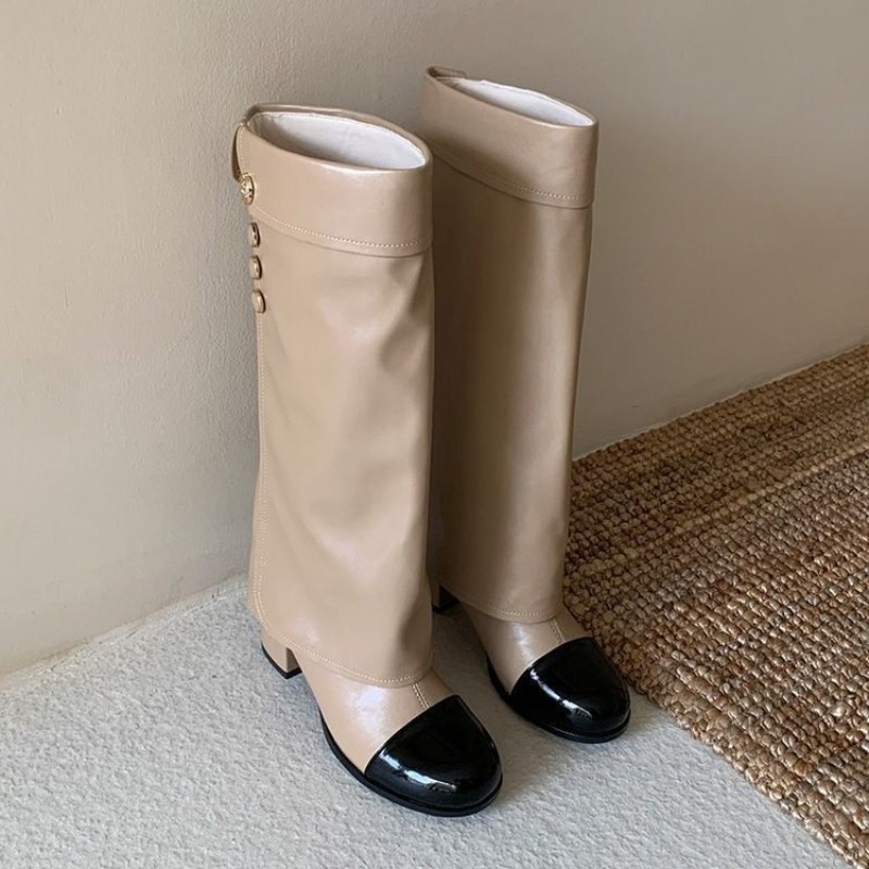 エレガントな黒白のスプライスデザインのニーハイブーツ、レディ - No Show Sock Women のレビューと価格