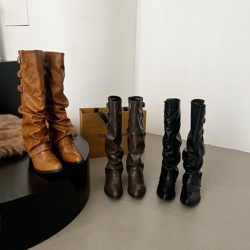 女性用折りたたみ式パイルロングチューブブーツ2026ウエスタ - Knee High Sock Women のレビューと価格
