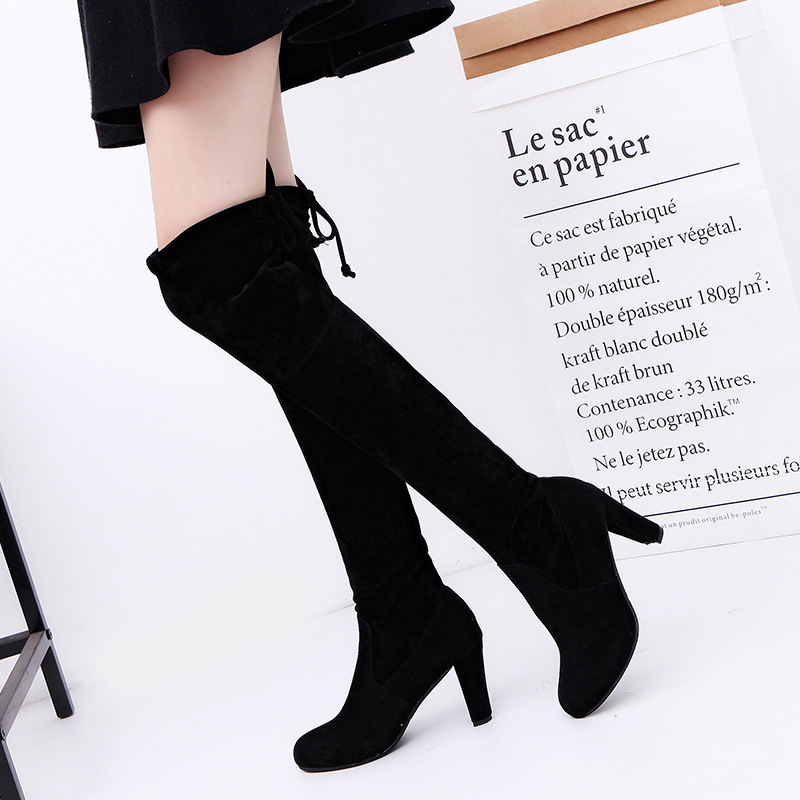 レディースストレッチニーハイブーツ、スリッポンプラットフォー - Knee High Sock Women のレビューと価格