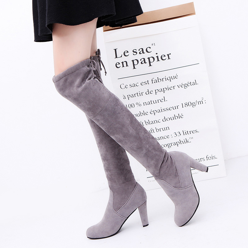 レディースストレッチニーハイブーツ、スリッポンプラットフォー - Knee High Sock Women のレビューと価格