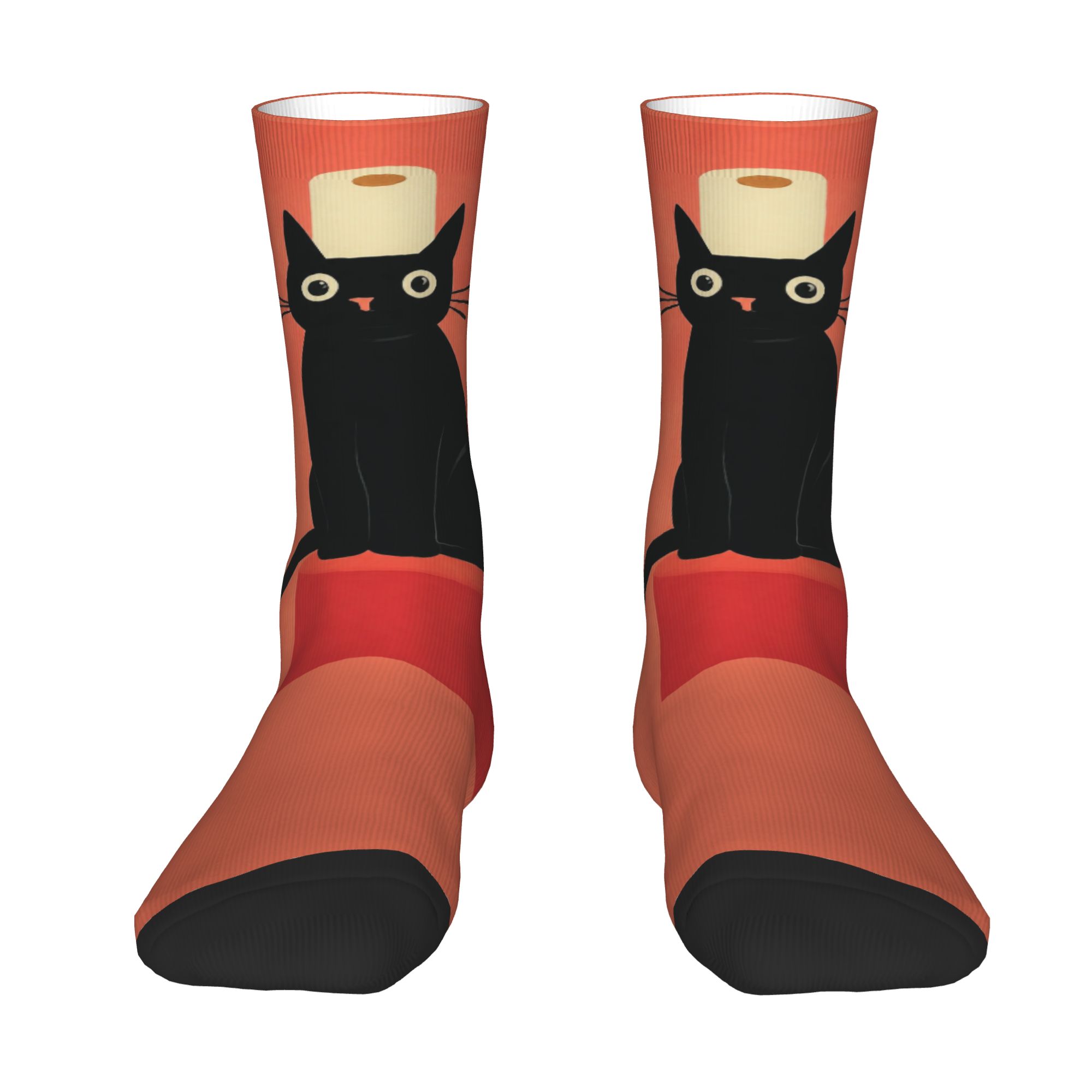 カスタムブラックキャットトイレットペーパー柄メンズレディース - Dress Sock Men のレビューと価格