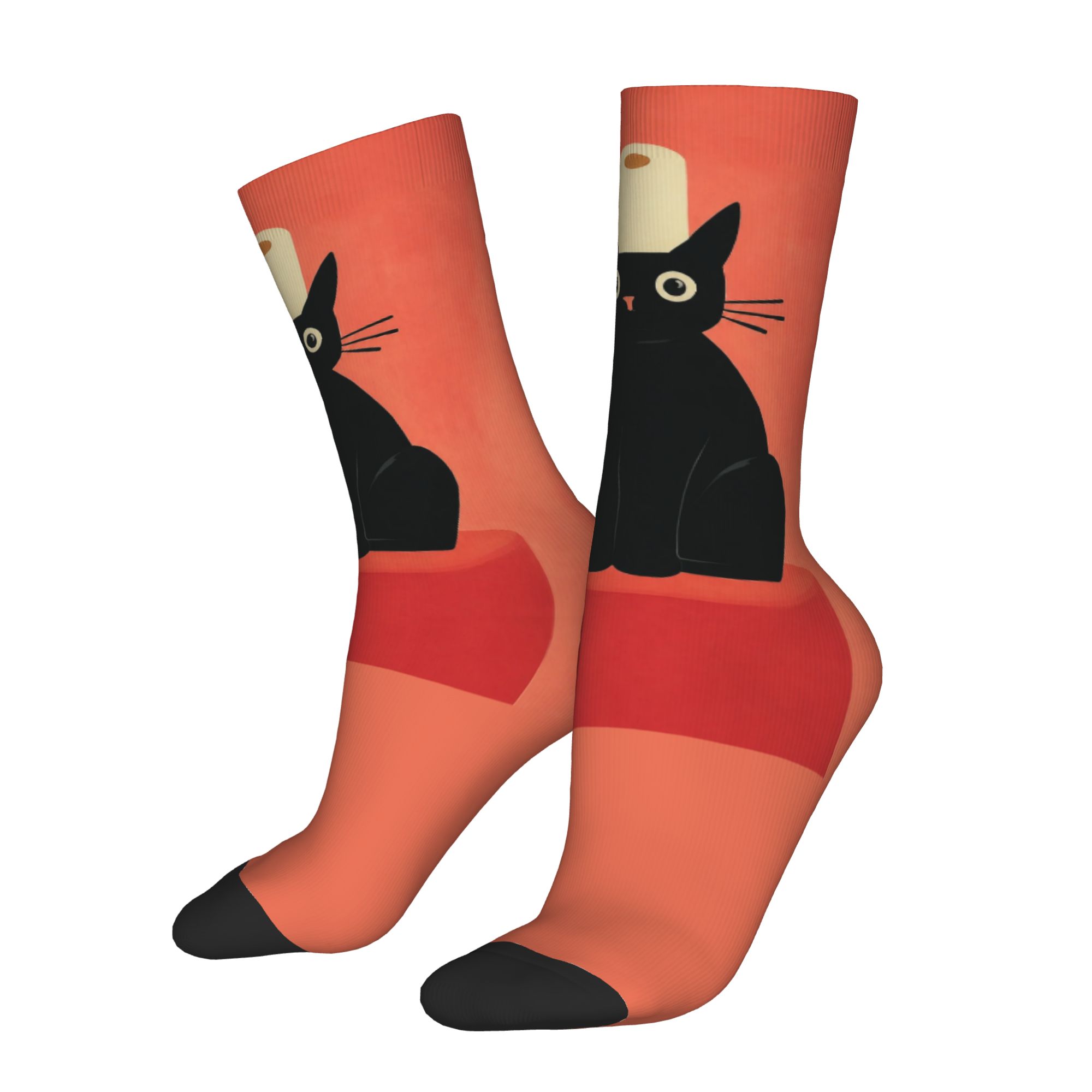 カスタムブラックキャットトイレットペーパー柄メンズレディース - Dress Sock Men のレビューと価格