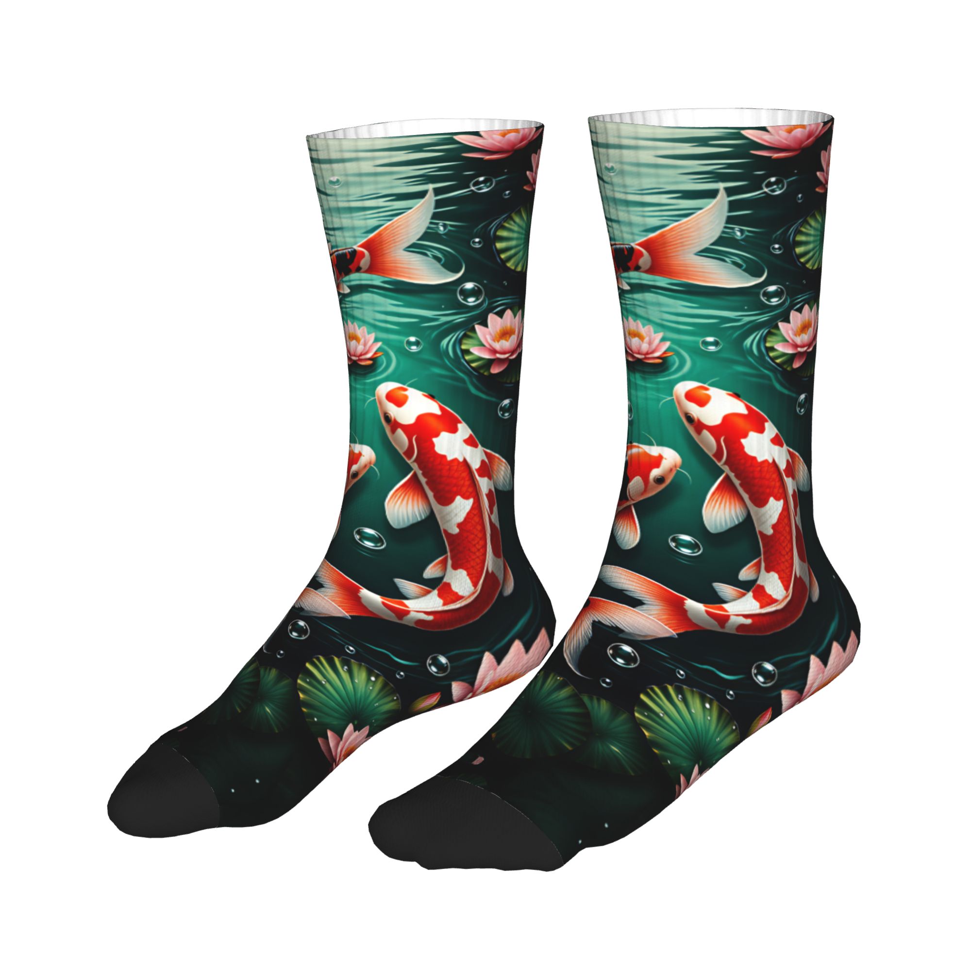 三鯉蓮暗池風水ドレスソックス男性用女性用暖かいファッションク - Dress Sock Men のレビューと価格
