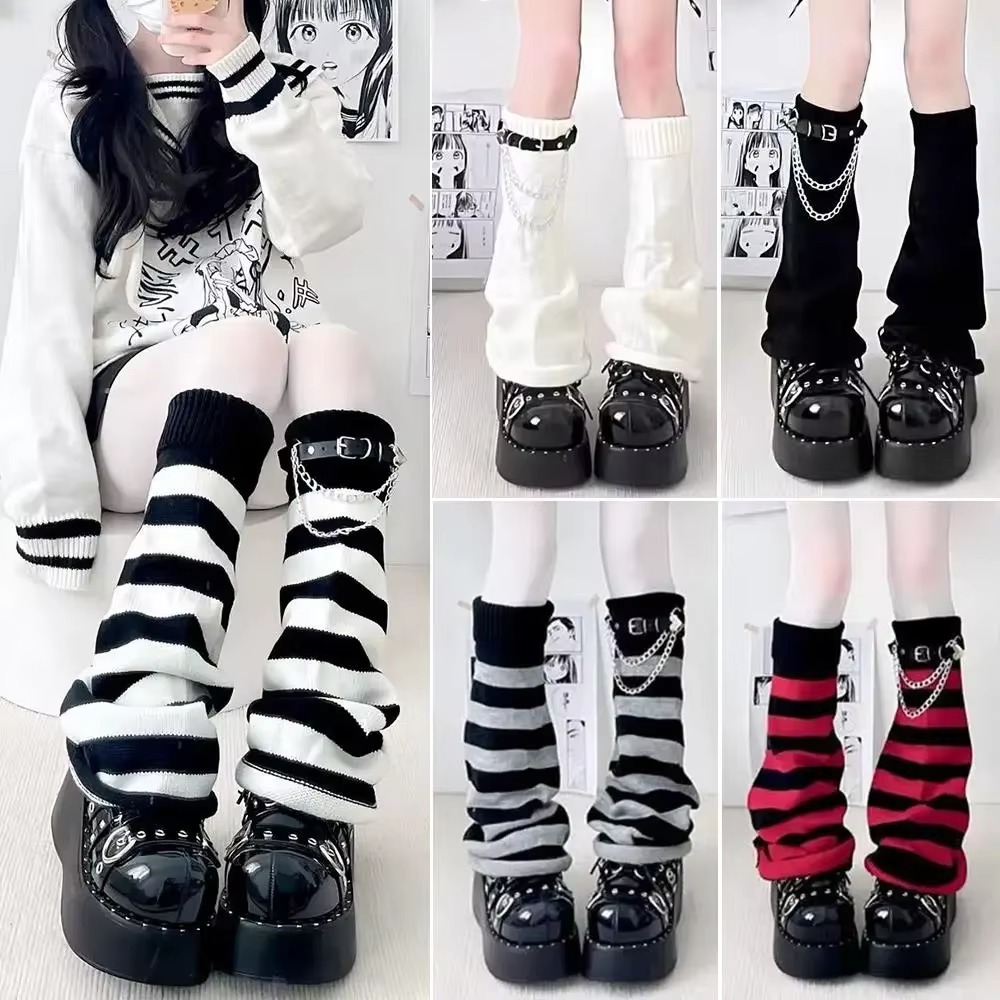 ゴシック系の原宿風ニットレッグウォーマー、ルーズなニットチェ - Boot Sock Slouchy のレビューと価格