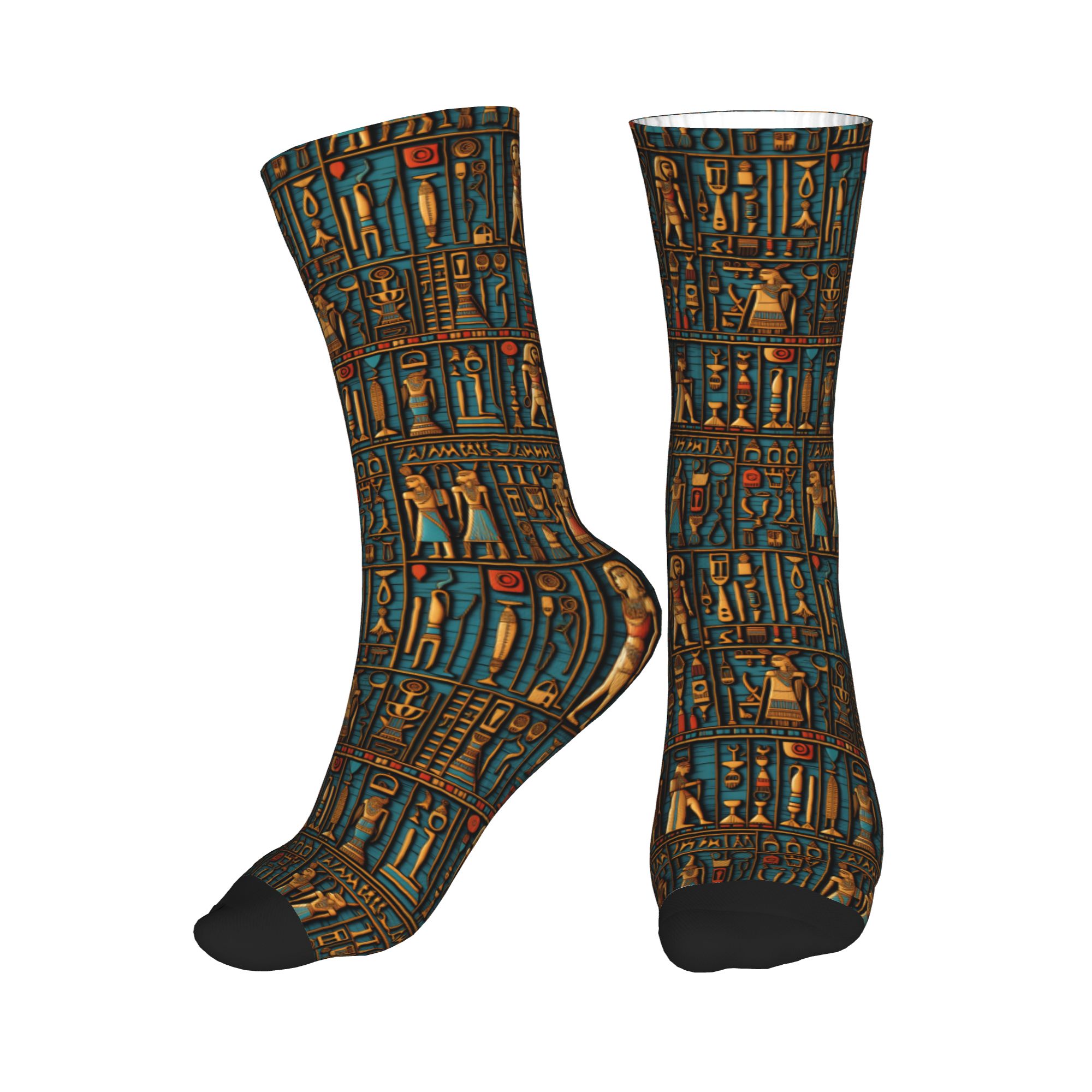 クールなメンズエジプト象形文字神々のシンボルアートパターンド - Dress Sock Men のレビューと価格